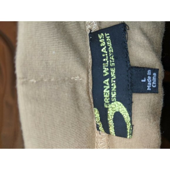 Serena Williams Tan Button Asymmetrical Skirt Size L Large Jersey Lined - Picture 3 of 6